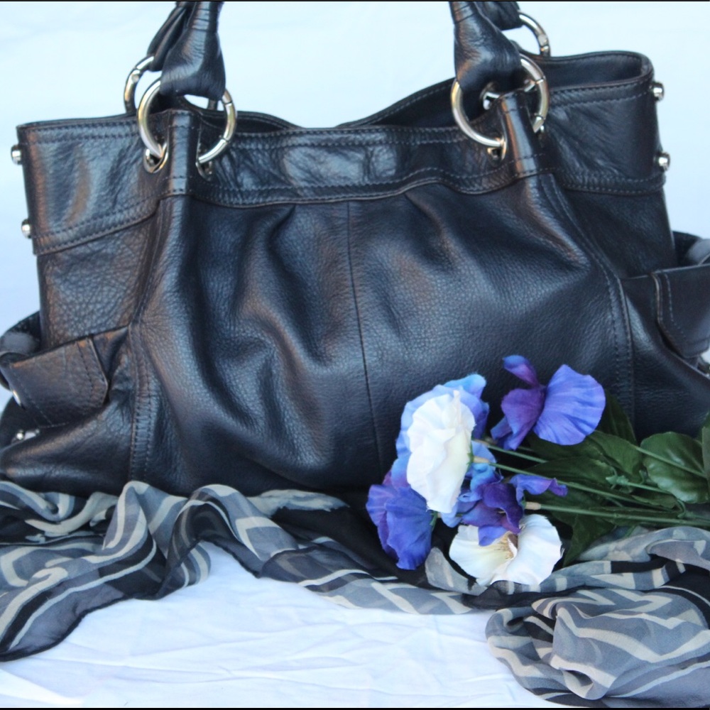 B Makowsky Navy Blue Shoulder Bag